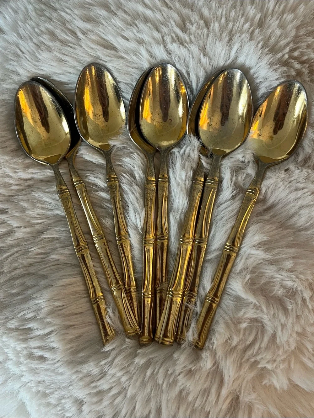 Vintage Mid Century Gold Plate Kona Bamboo  Flatware Set 33-Piece Elegant Cutler